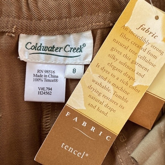 Coldwater Creek Wide Leg High Rise Soft Drape Pants 100% Tencel Flap Back Pocket - Picture 7 of 14